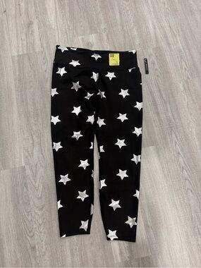Nanette Lenore Black Star Print 7/8 Leggings, size XL NWT!